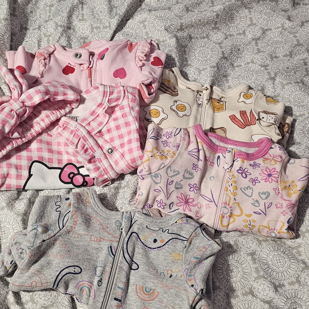 Cute Baby Onesies Set - Pink, Gray, Multicolor